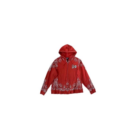 Vintage Harley-Davidson Women’s L Red Zip Graphic BandanaHoodie With Rhinestone - Picture 9 of 9